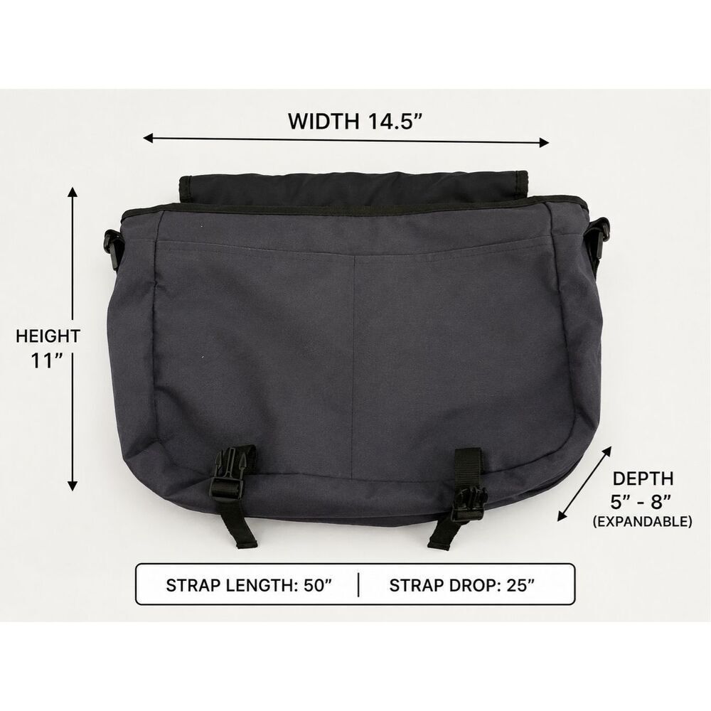 Aeropostale Expandable Messenger Bag Laptop Crossbody Book Bag Navy Blue Work Sc - Picture 2 of 7